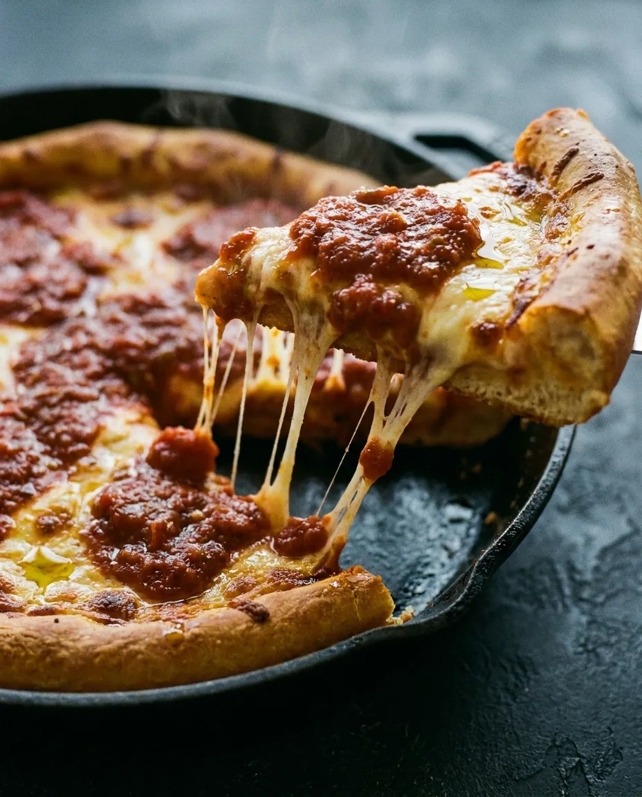 Chicago pizza with golden crust at Stupid Delicious Pizza in Wingdale NY